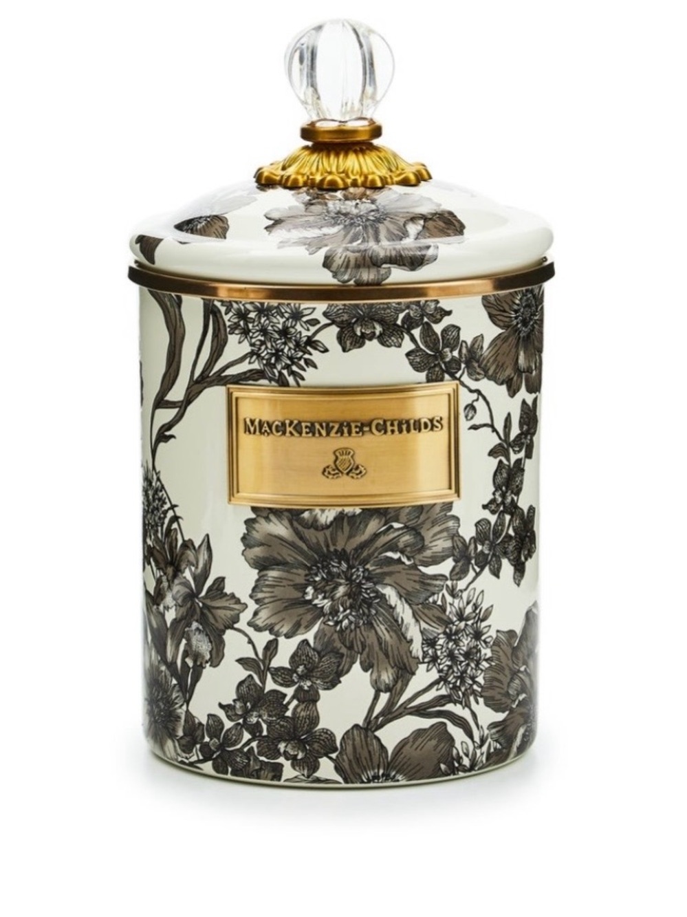 NWT Mackenzie-Childs Sterling English Garden Canister Size Medium